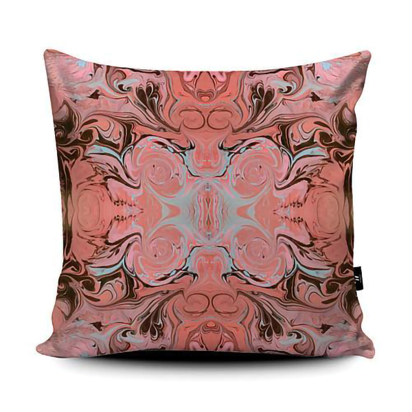 Paola De Giovanni-Pink Arabesque-square cushion, 18x18 and 22x22 inches